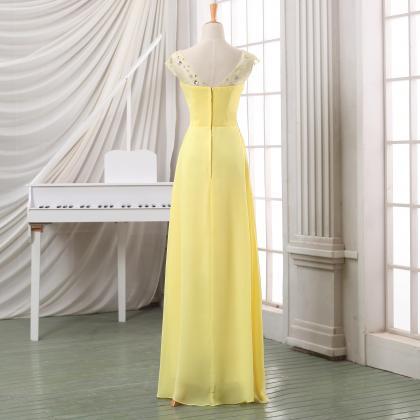 Prom Dress,long Chiffon Prom Dress,yellow Prom..