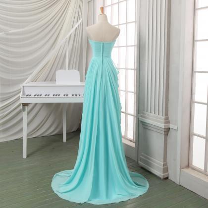 Long Pleated Chiffon Prom Dress,a Line Sweeetheart..