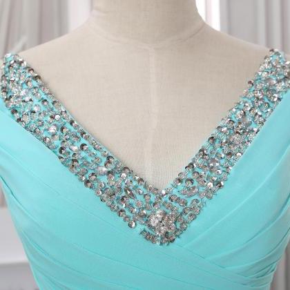 Custom Long Prom Dress With Beadings And Crystals,..