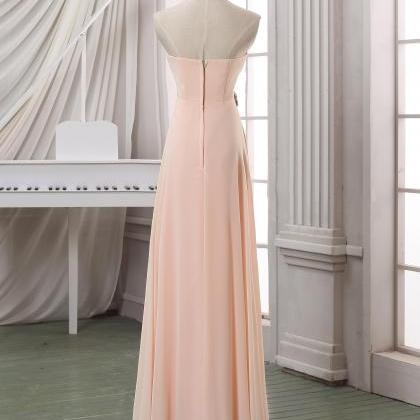Pale Pink Pleated Prom Dress,strapless Long..