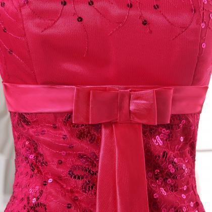 Pink Bandeau Neckline Full Length Prom Dress With..