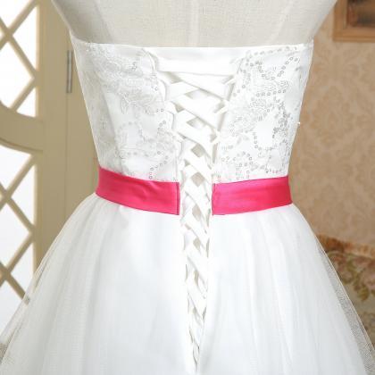 Cute White Knee Length Short Tulle Corset Lace Up..