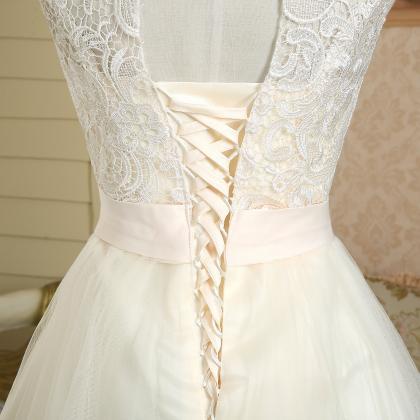 Yellow Champagne Beige Lace Top Keyhole Open Back..