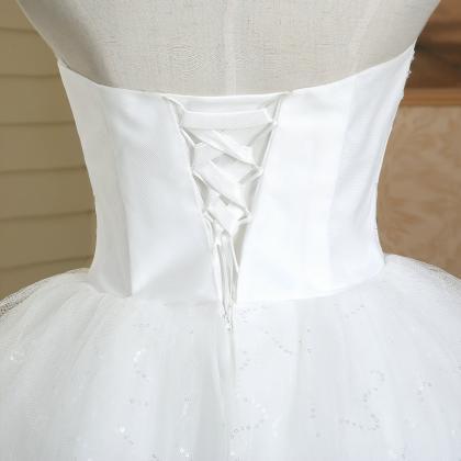 Affordable White Short Ball Gown Lace Beaded Mini..
