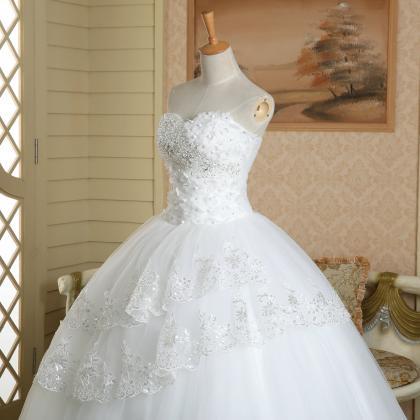 Sweetheart Tulle Floor Length Lace Up Corset White..
