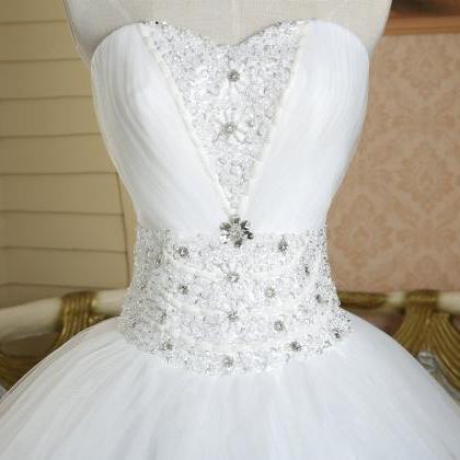 White Pageant Quinceanera Beaded Crystal Sparkly..