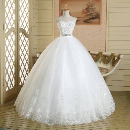 Strapless Sweetheart Bubble Lace Tulle Long White..