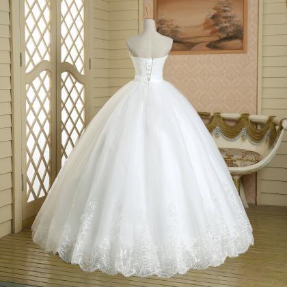 Strapless Sweetheart Bubble Lace Tulle Long White..