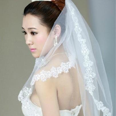 Bridal Wedding Veil One-tier Lace Cathedral Veils..