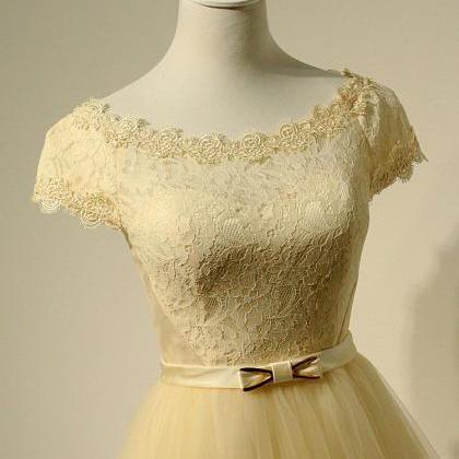 A-line V-neck Lace Up/corset Back Tulle Short Prom..