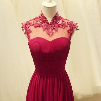 Evening Dresses Gorgeous Formal Round Neck Lace..