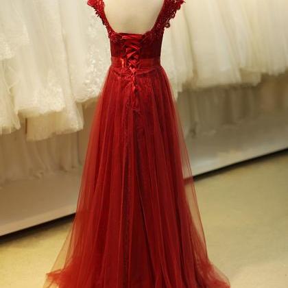 Prom Dresses 2016 Women Boat Neck Lace Red Plus..