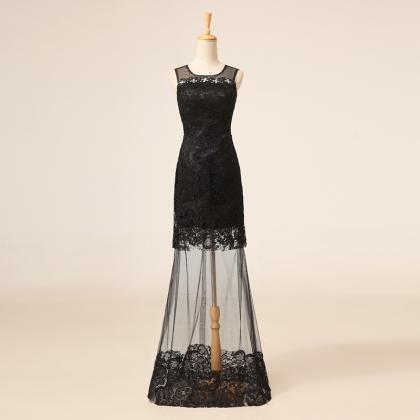 Long Prom Dress,black Prom Dress,handmade Chiffon..