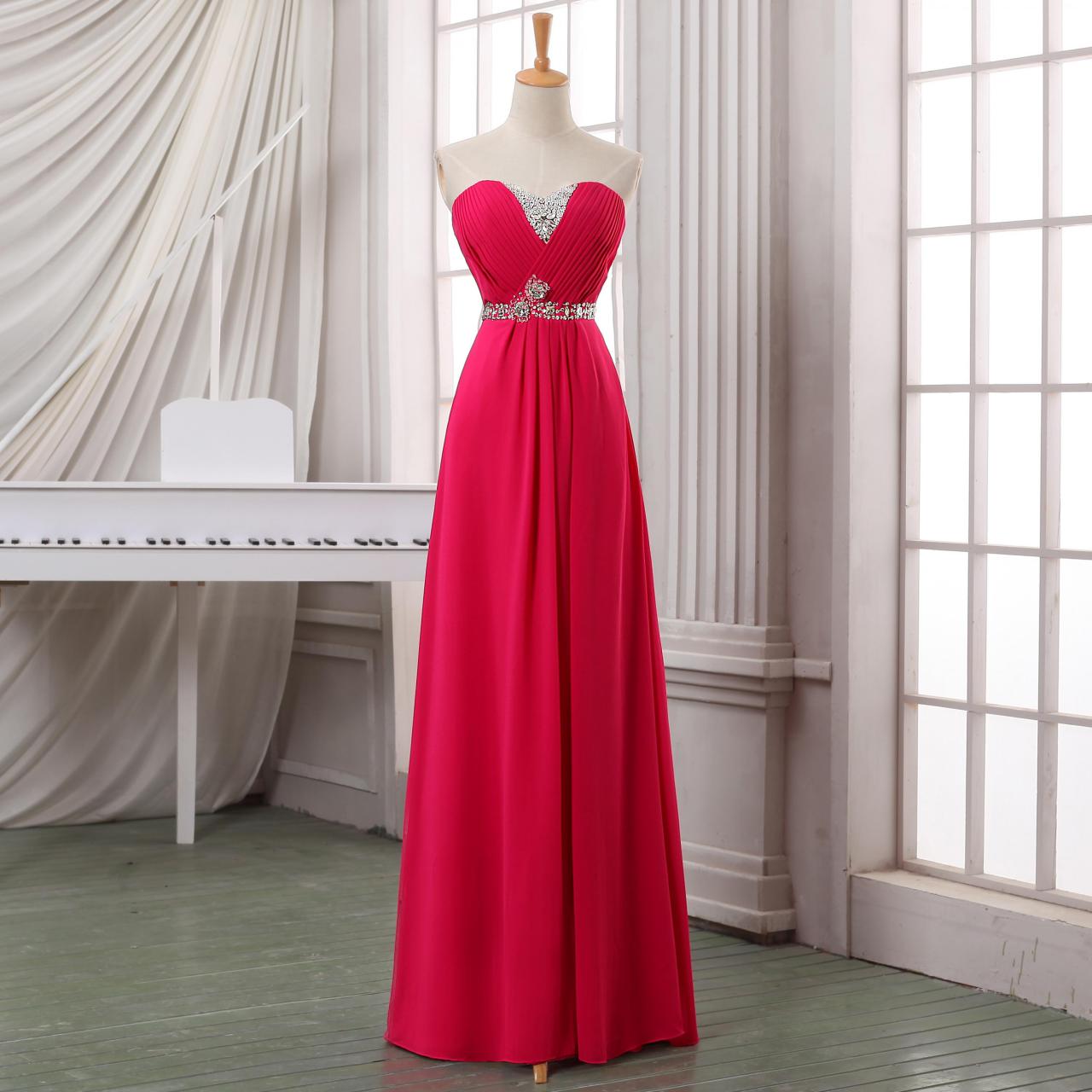 Red Beading Long Chiffon Prom Dress,party Dress,floor Length Evening Dress,red Long Chiffon Homecoming Dress, Homecoming Dress.