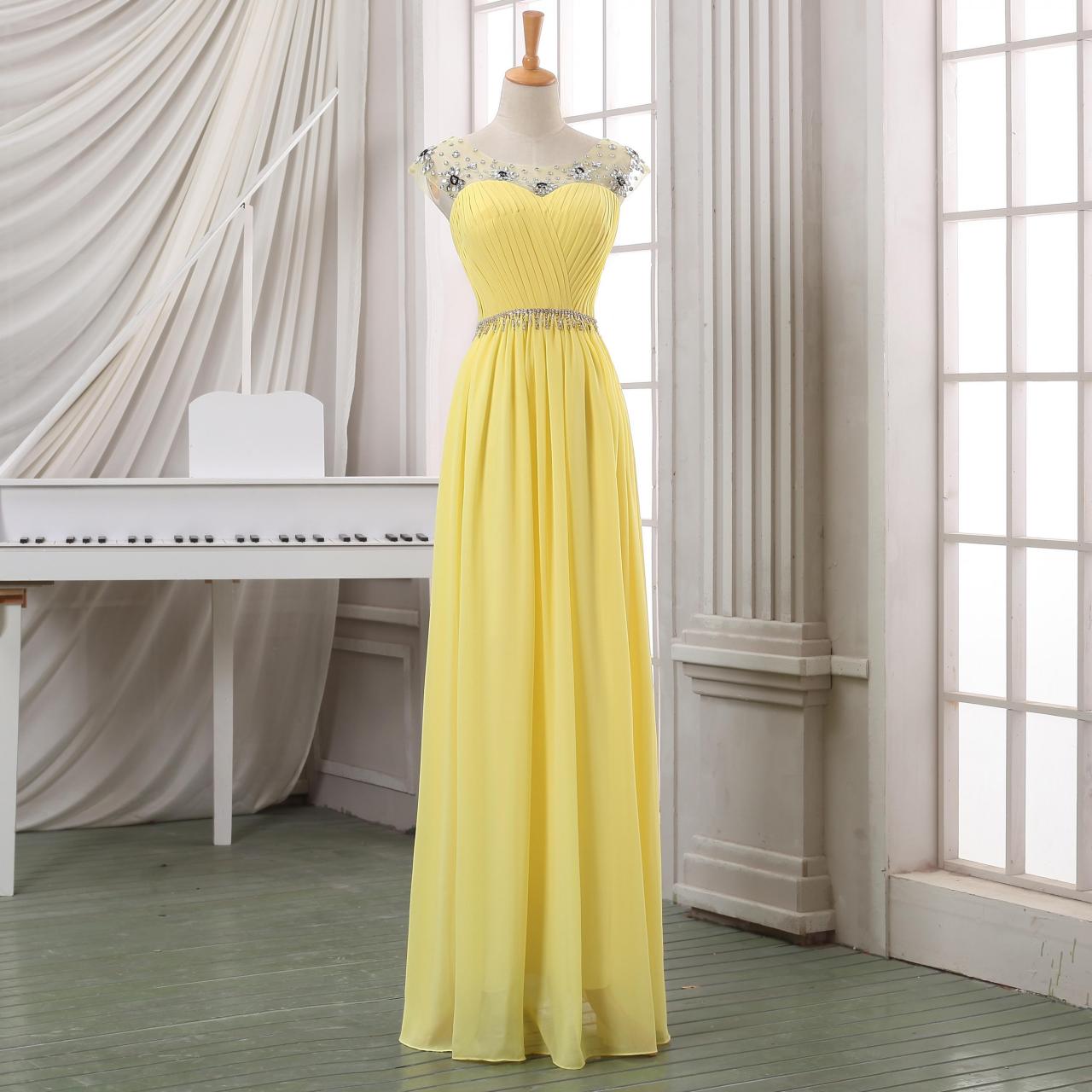 Prom Dress,long Chiffon Prom Dress,yellow Prom Dress,long Yellow Homecoming Dress,yellow Prom Dress/party Dress/evening Dress/party Dress In