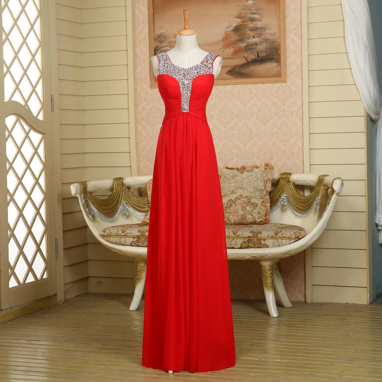 Elegant Beaded Straps Red Long Chiffon 80s Vintage Prom Dress,evening Dress,homecoming Dress,party Dress,bridesmaid Dress Wedding,club,cocktail