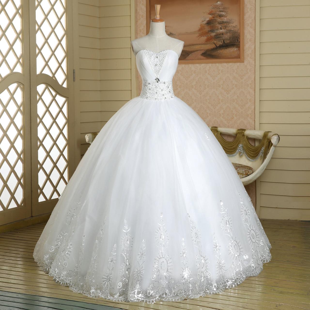 white sparkly ball gown