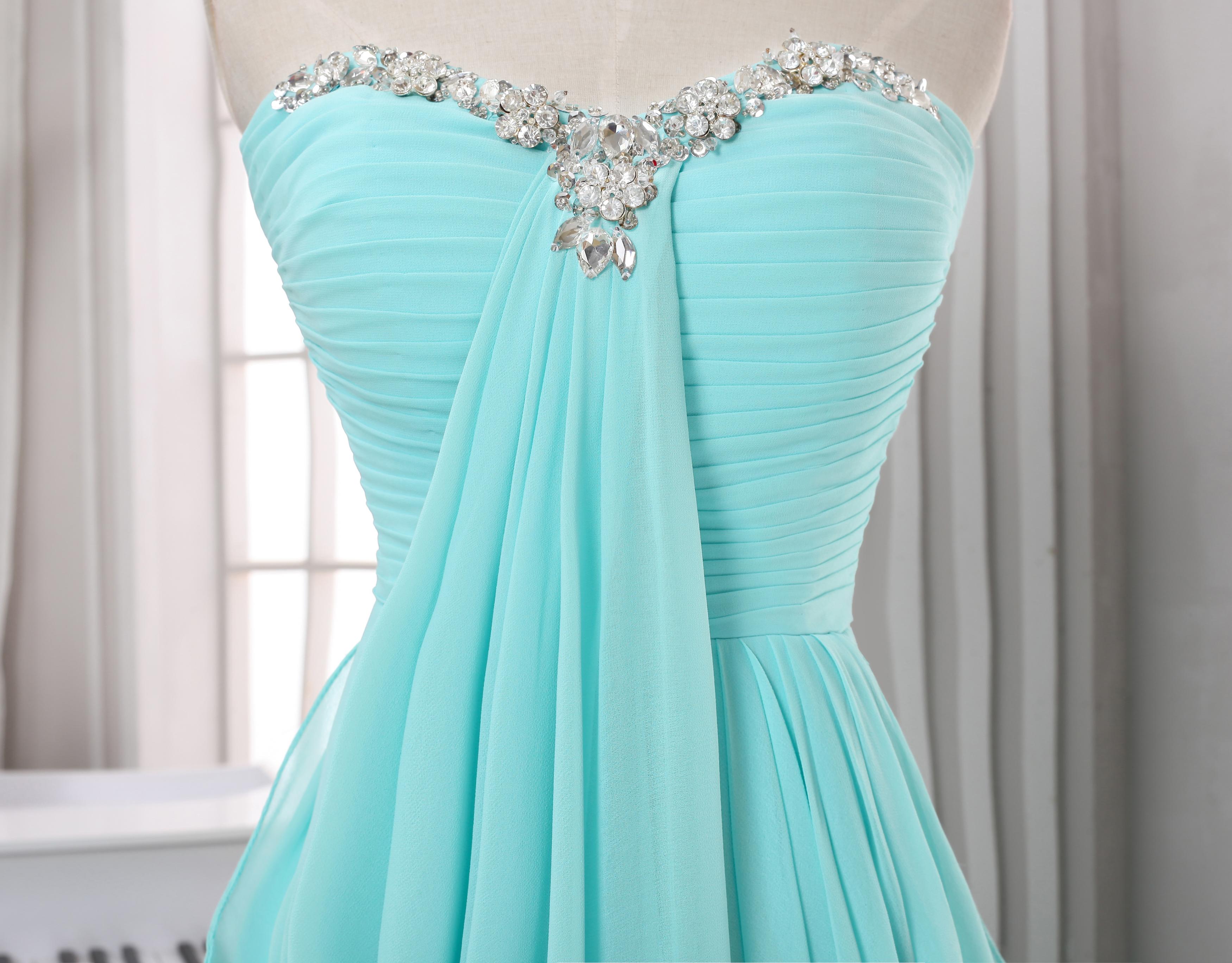 Long Pleated Chiffon Prom Dress,A Line Sweeetheart Prom Dress,baby Blue